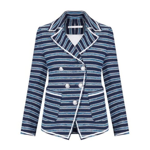 Veronica Beard Carroll Jacket Tweed Blazer Navy Turquoise Size 6 NEW NWT - Picture 1 of 9